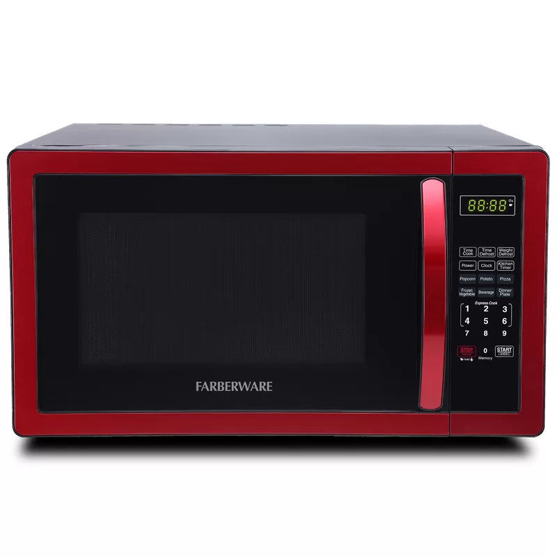 2025 Microondas de Encimera Farberware FMO11AHTBKN de 1,1 pies³ / 1000 Vatios – Rojo Metálico
