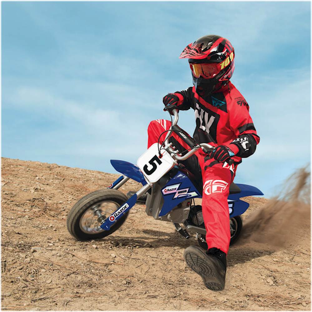 2025 Bicicleta Eléctrica Razor MX350 Dirt Rocket, Azul, Velocidad Máxima de 22 km/h y Alcance de hasta 11 km – Tamaño Pequeño