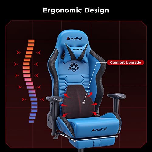 Silla de Oficina Gaming AutoFull con Soporte Lumbar Ergonómico, Estilo Racing, Cuero PU, Alta Respalda, Silla Giratoria Ajustable para PC