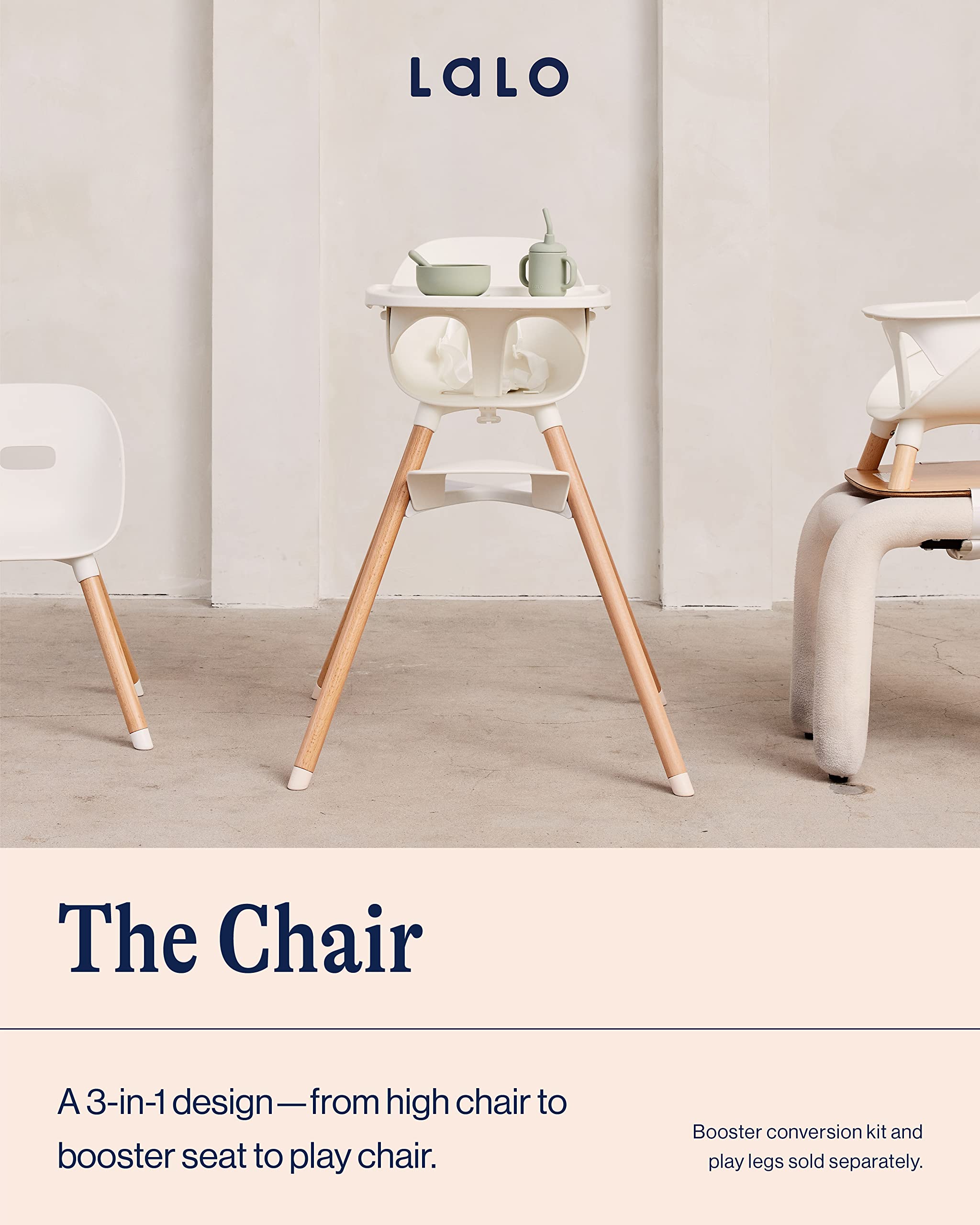 2025 Lalo The Chair Convertible 3-en-1 – Silla Alta de Madera para Bebés y Niños, con Bandeja Apta para Lavavajillas y Reposapiés Ajustable – Color Licorice