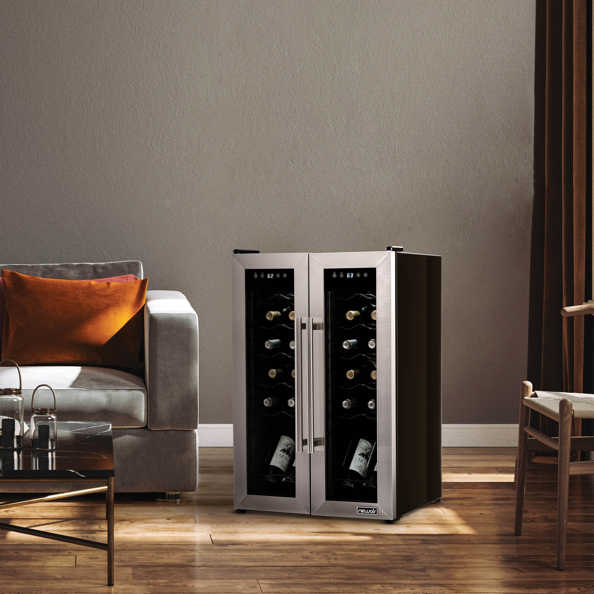 2025 Refrigerador de Vinos Independiente Newair® de Acero Inoxidable – 24 Botellas – 20" con Doble Zona