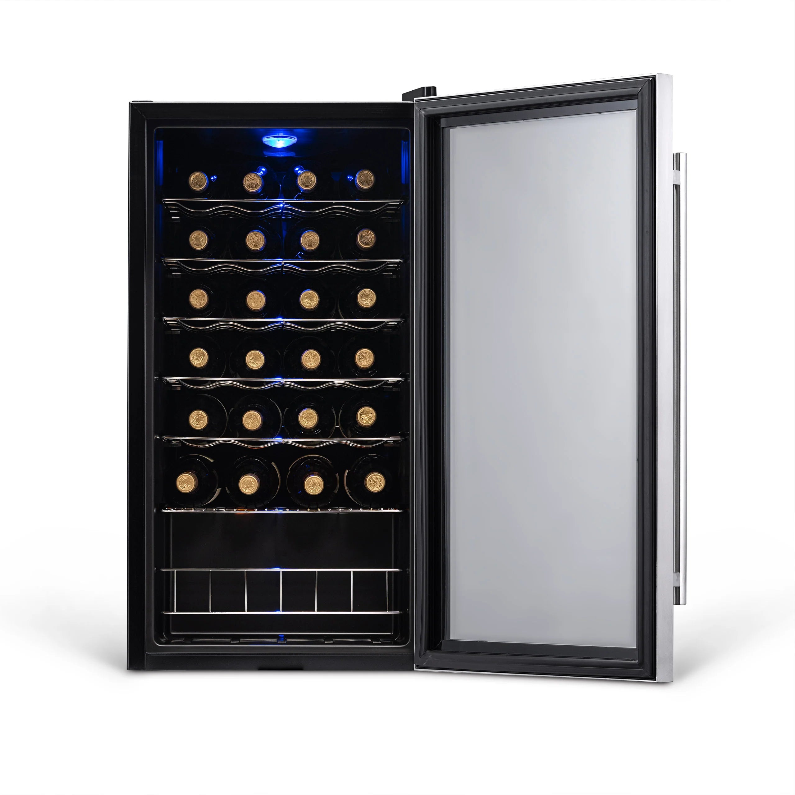 2025 Newair® Refrigerador de Vinos Independiente de Acero Inoxidable – 27 Botellas – 16,9"