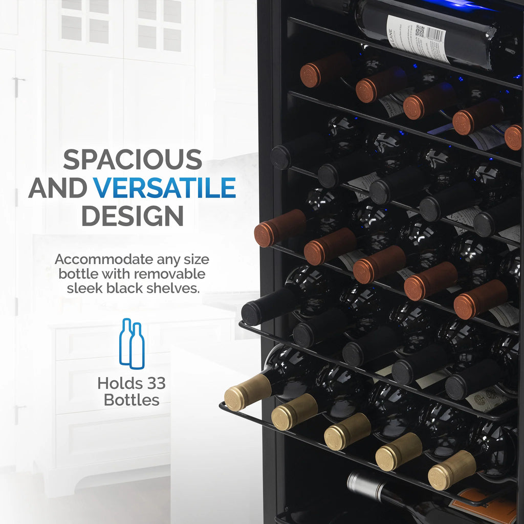 2025 Refrigerador de Vinos Independiente Newair® de Acero Inoxidable – 33 Botellas – 18,9"