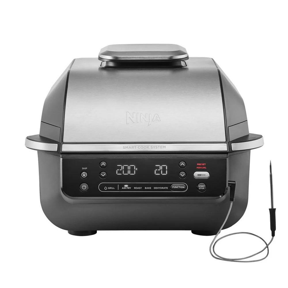 2025 Ninja 5 en 1 Parrilla y Freidora de Aire EG351UK – Multi-cocina 5,7L con Sonda Digital de Cocción – Negro/Plata
