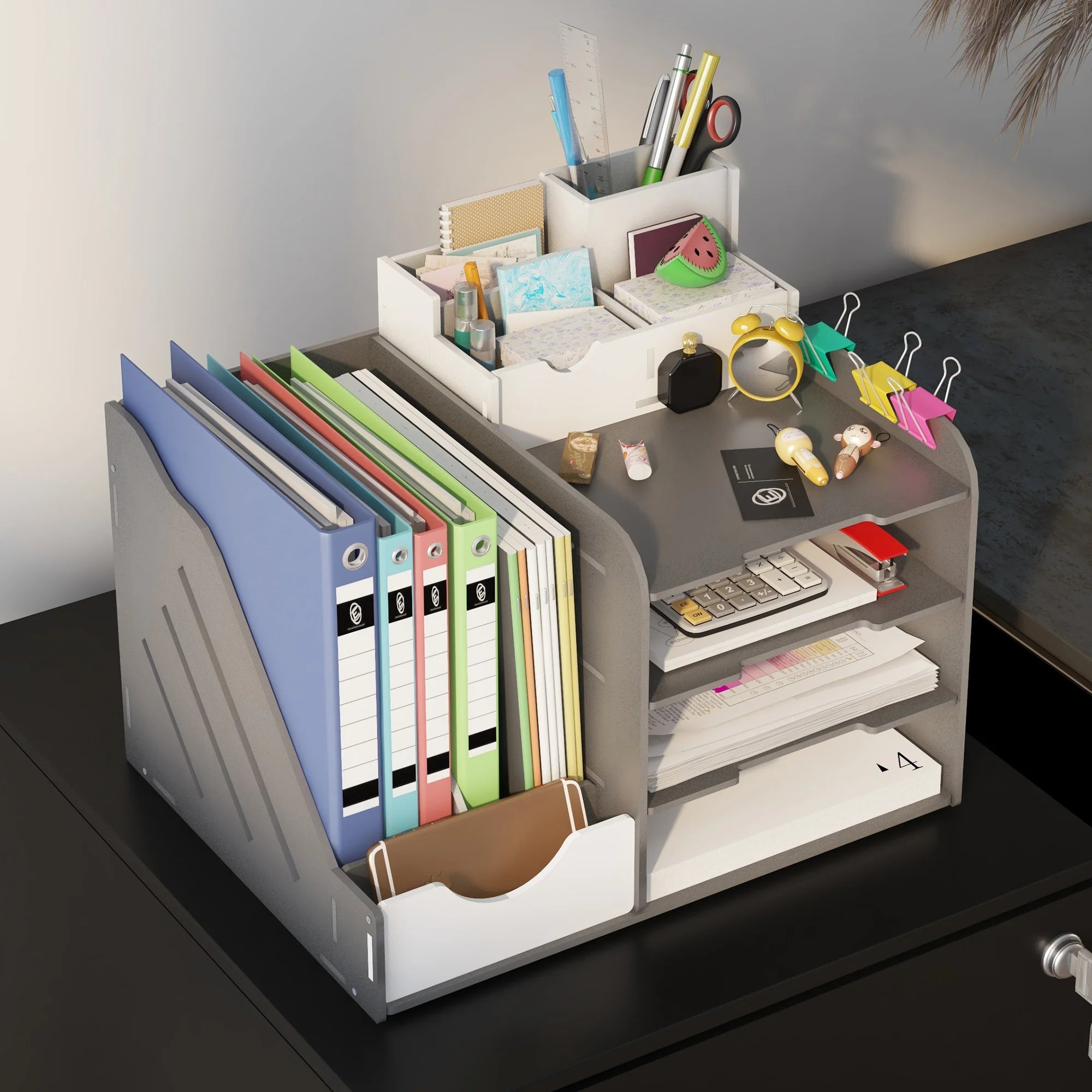 Archivador Móvil de Acero con 2 Cajones y Cerradura, Mueble de Oficina para Debajo del Escritorio, Negro
