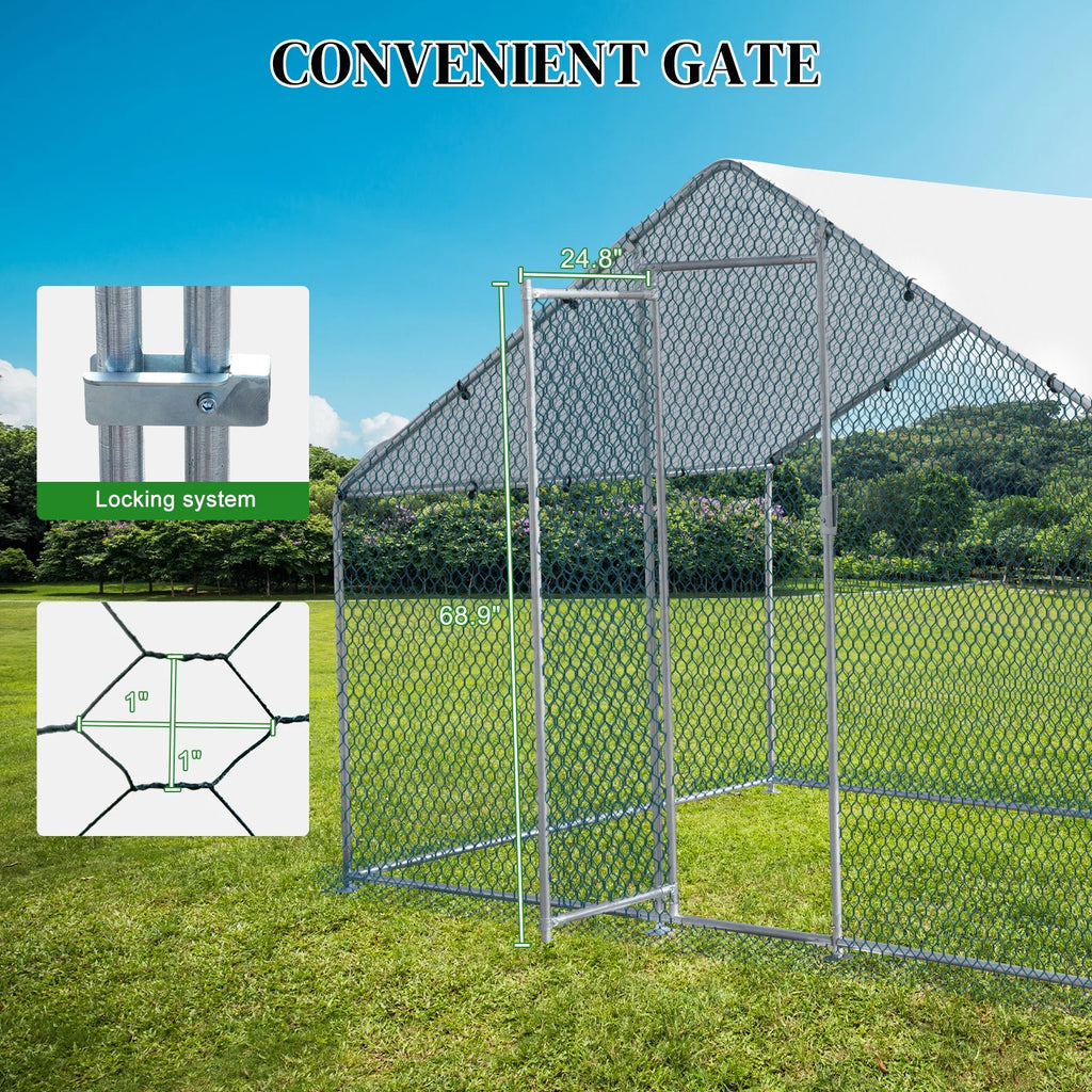 ZephyPaws - Corral metálico grande de 2 x 3 m con cubierta impermeable - Corral exterior para aves de corral, conejos, gatos y perros