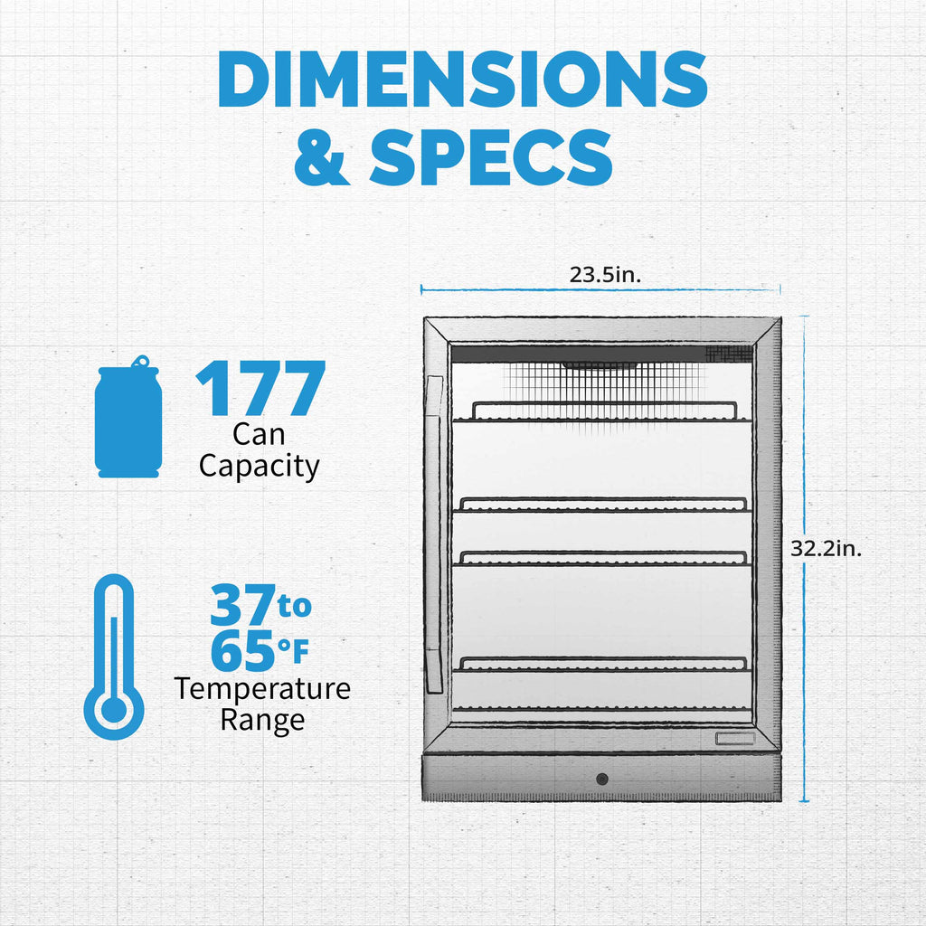 2025 Newair® Refrigerador de Bebidas Empotrable o Independiente de Acero Inoxidable – 177 Latas – 24”