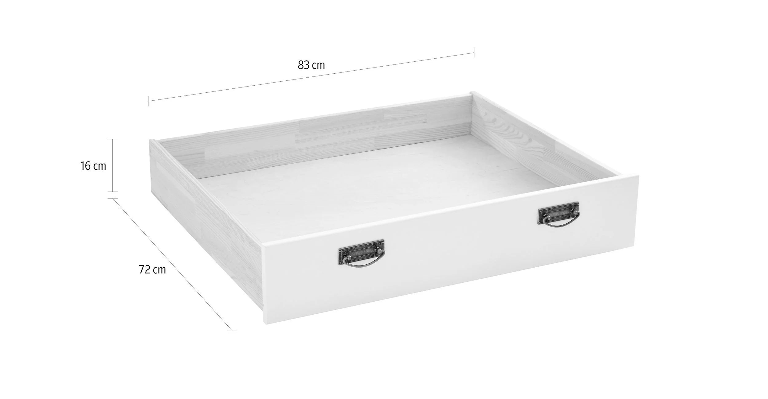 Cajón para cama de madera de pino blanco, 83 cm de ancho