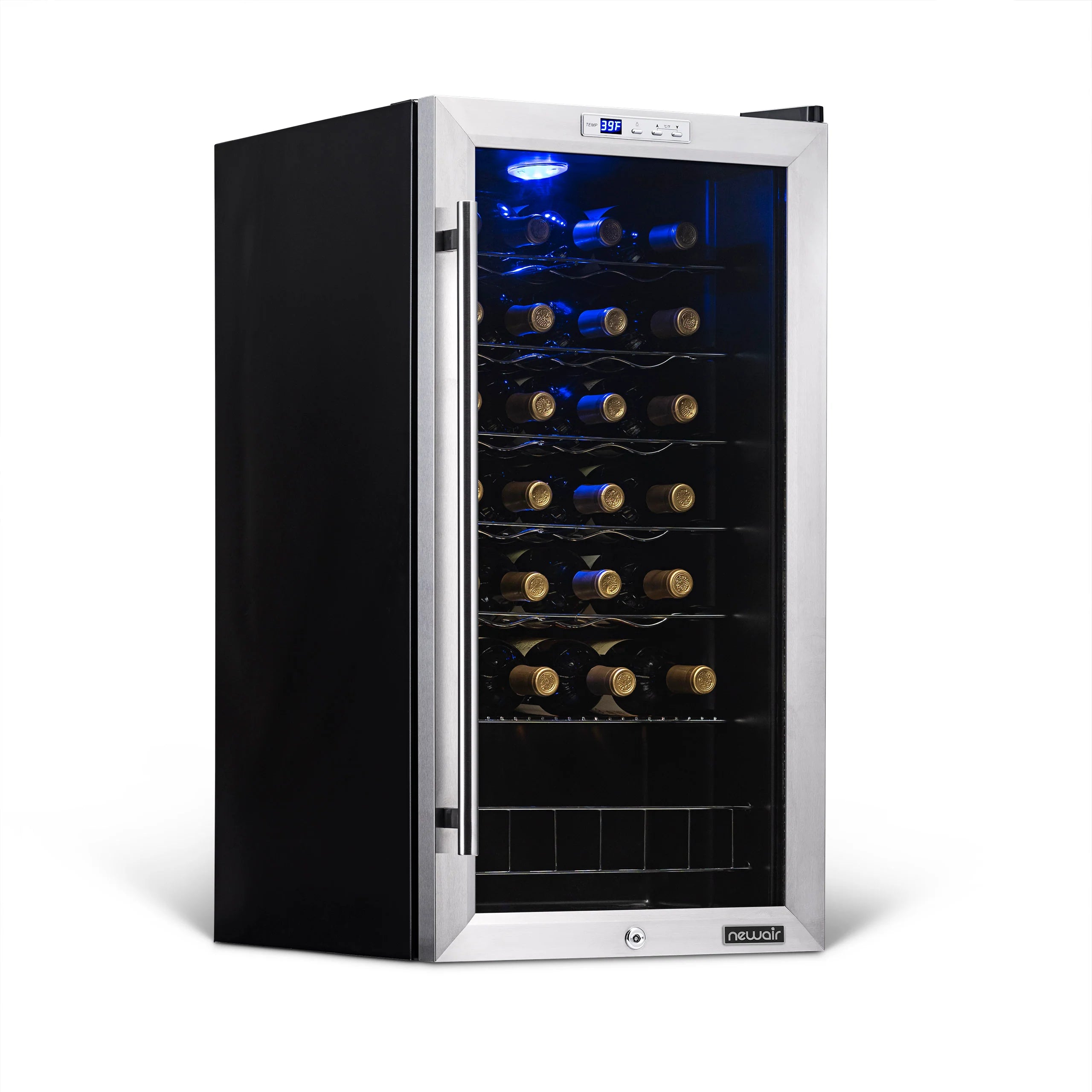 2025 Newair® Refrigerador de Vinos Independiente de Acero Inoxidable – 27 Botellas – 16,9"