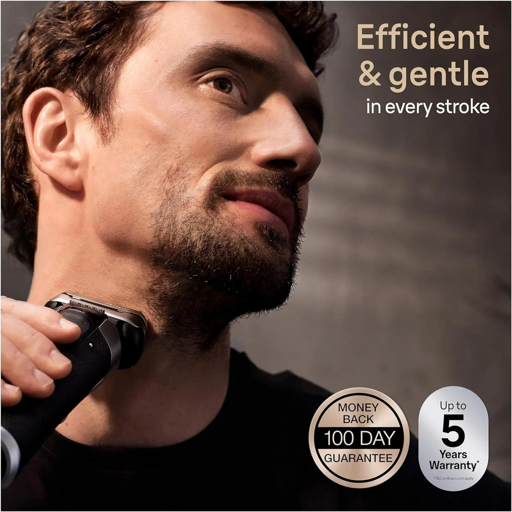 2025 Afeitadora Braun Series 9 Pro+ 9477cc – Afeitado en seco y húmedo con SmartCare Center 5 en 1 y PowerCase, plateado