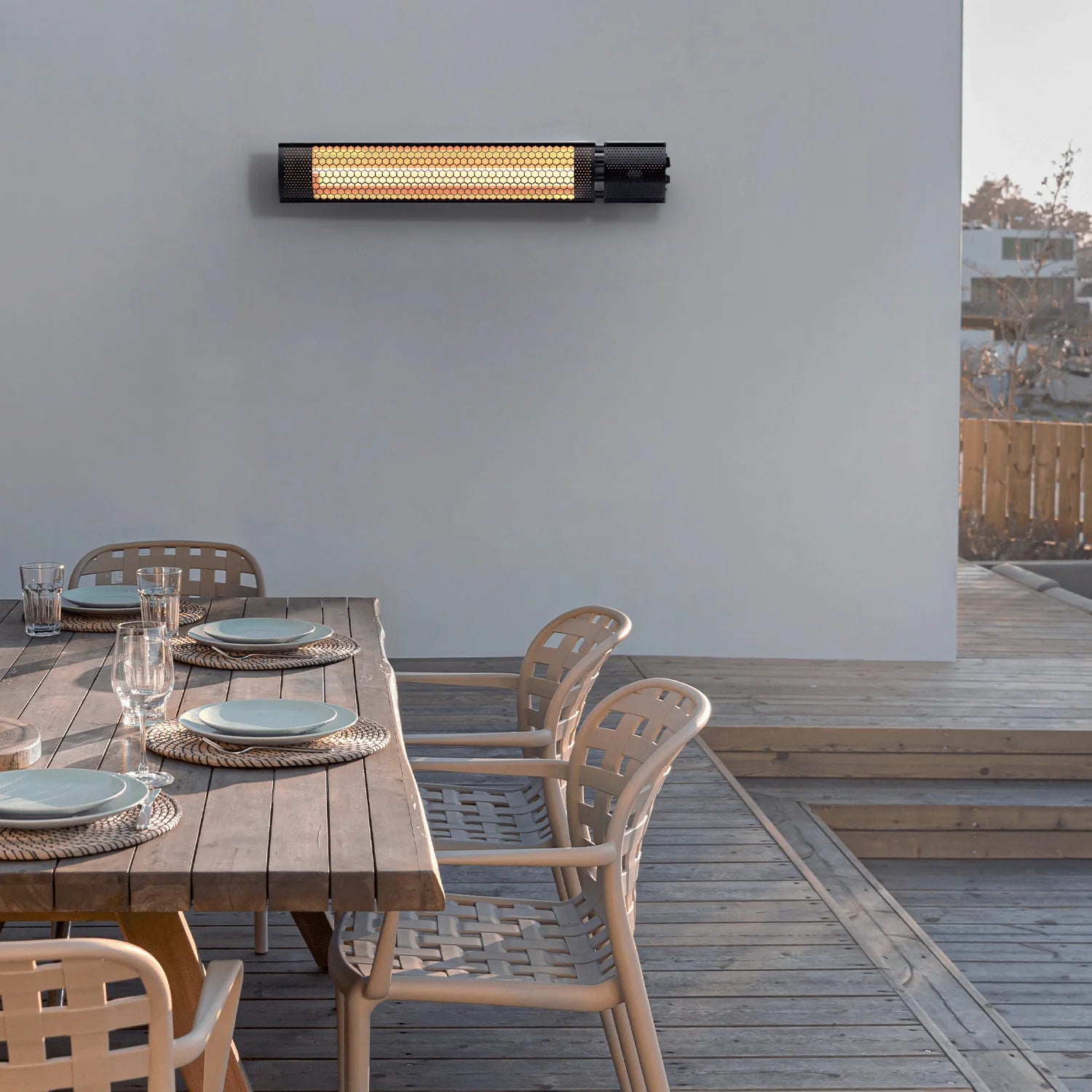 Calefactor de Terraza Infrarrojo de Pared con Mando a Distancia y 2 Niveles de Calor