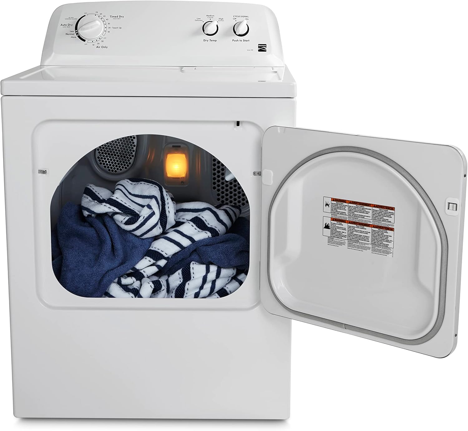 Kenmore Secadora Eléctrica de Carga Frontal de 29" con Protección contra Arrugas y Capacidad Total de 7.0 pies Cúbicos, Color Blanco