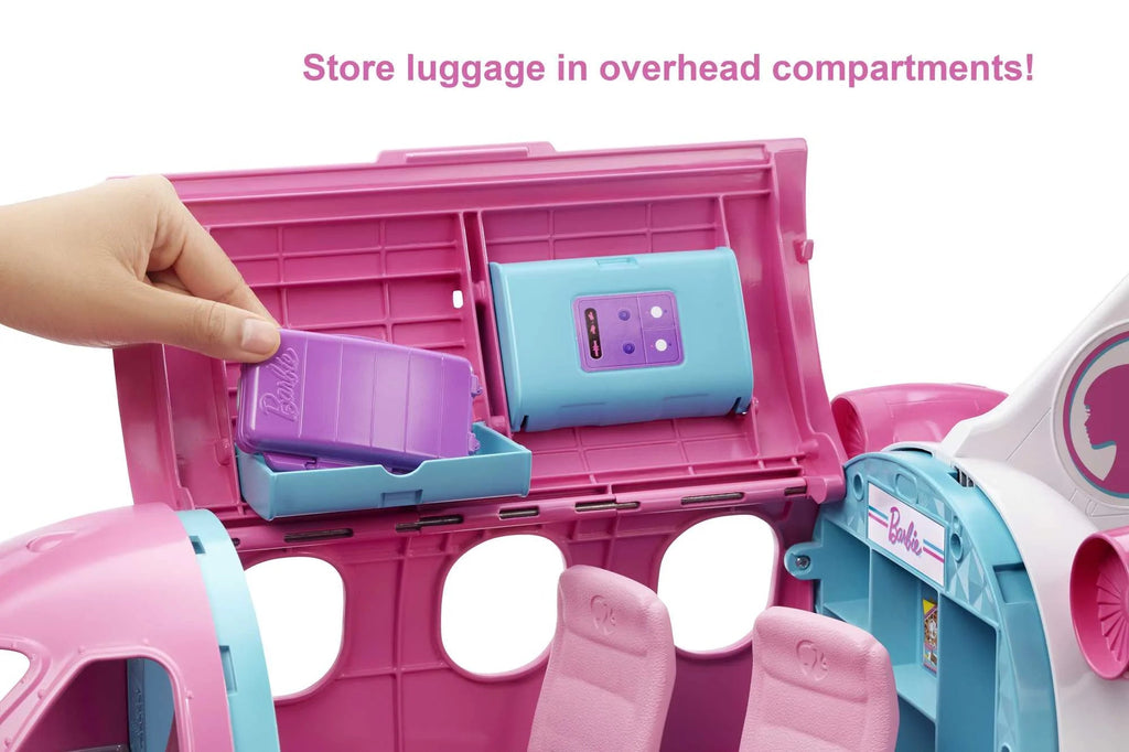 Set de Juego Avión Barbie Dreamplane con Perrito y Carrito de Snacks, más de 15 Accesorios