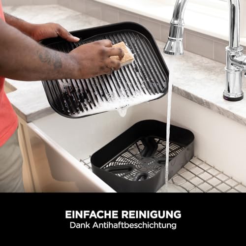 2025 Ninja Woodfire Grill Eléctrico & Ahumador & Freidora de Aire, Parrilla Exterior 7 en 1, Air Fry, Ahumado, Asado, Cocción, Resistente a la Intemperie, Antiadherente, Portátil, Eléctrico, Gris/Negro OG701EU