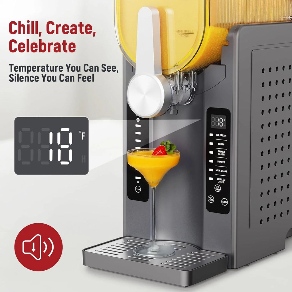2025 Máquina para granizados UJR – Slushy Maker todo en uno sin hielo, con pantalla de temperatura en tiempo real, autolimpieza y 6 modos preestablecidos | Margaritas, cócteles, frappés, helados, smoothies, batidos