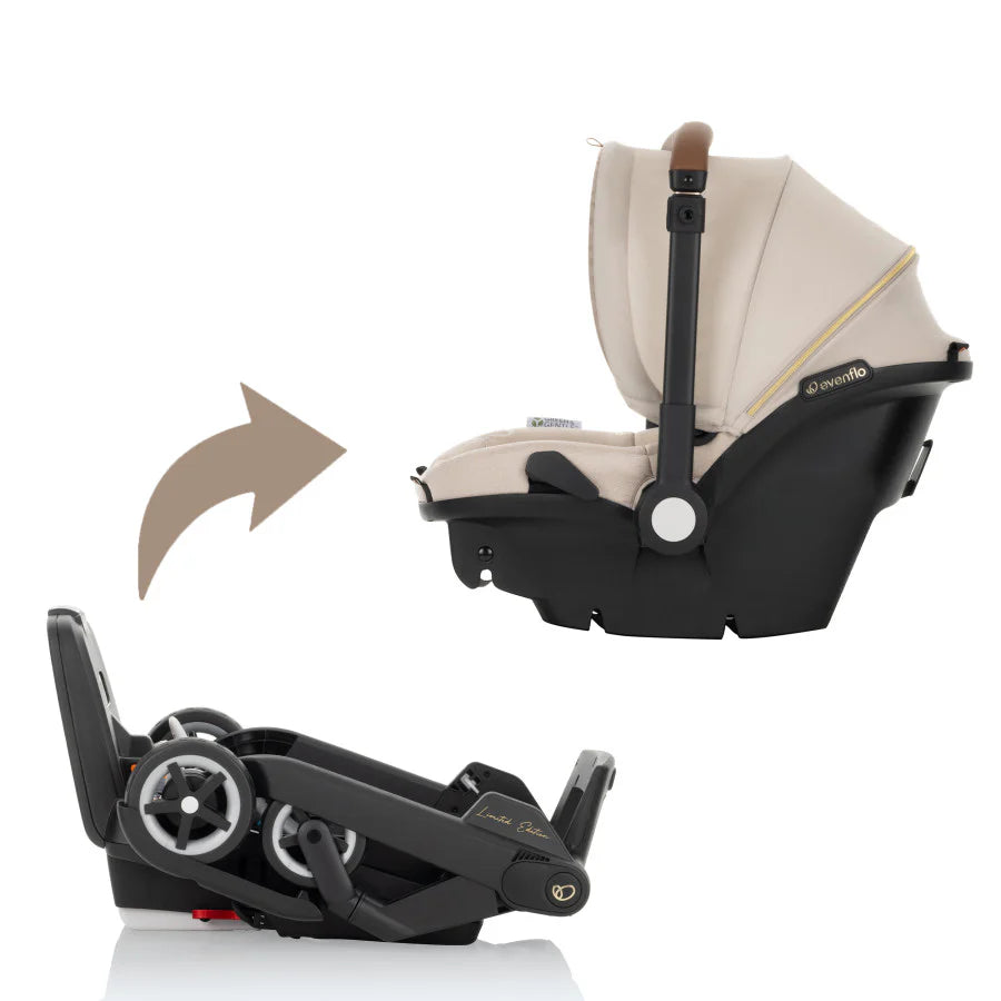 2025 Evenflo Shyft DualRide Combo Arnés-Capazo para Bebé Edición Limitada con Tela Green & Gentle