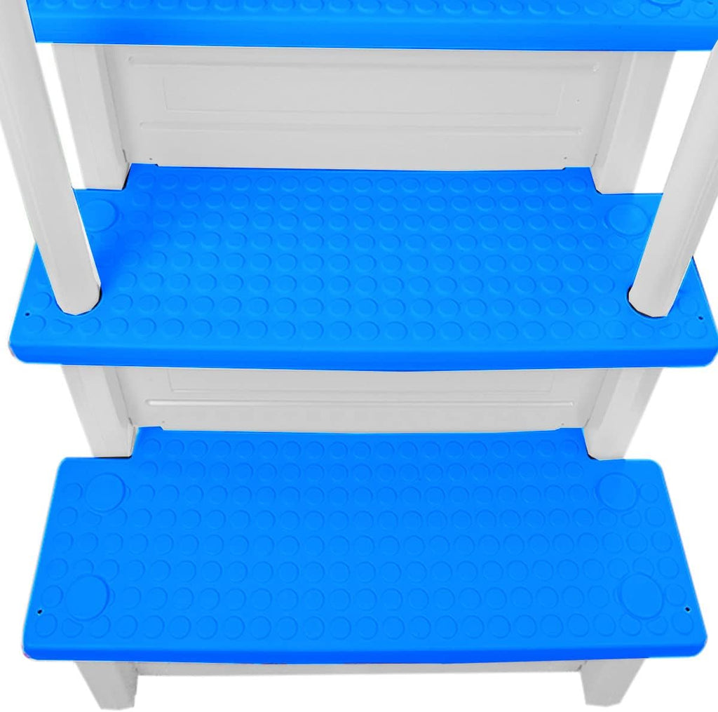 Escalones antideslizantes Aqua Select para piscinas elevadas | Azul | Para piscinas sobre tierra | Se pueden montar en terrazas de 48" a 54" de altura | Escalera de seguridad con capacidad hasta 250 lbs