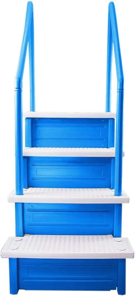 Escalones antideslizantes Aqua Select para piscinas elevadas | Azul | Para piscinas sobre tierra | Se pueden montar en terrazas de 48" a 54" de altura | Escalera de seguridad con capacidad hasta 250 lbs