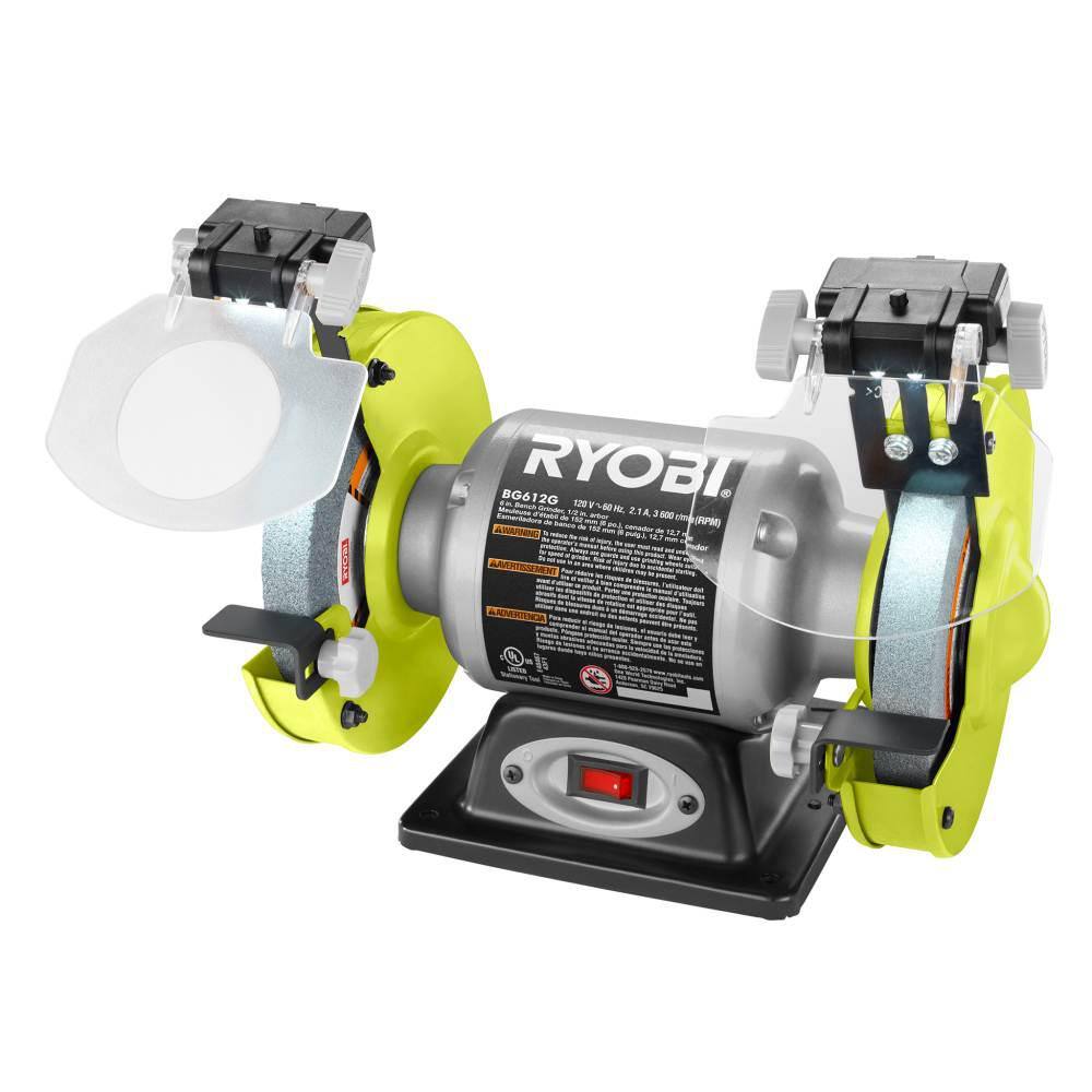 RYOBI Esmeriladora de Banco de 6" 2,1 A con Luz LED – Modelo BG612G