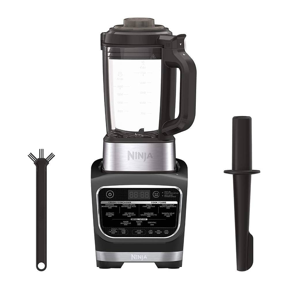Licuadora Ninja Foodi Fría y Caliente con 1400 Vatios de Potencia Máxima y Jarra de Vidrio Antiadherente (Modelo HB152), 64 oz, Negra