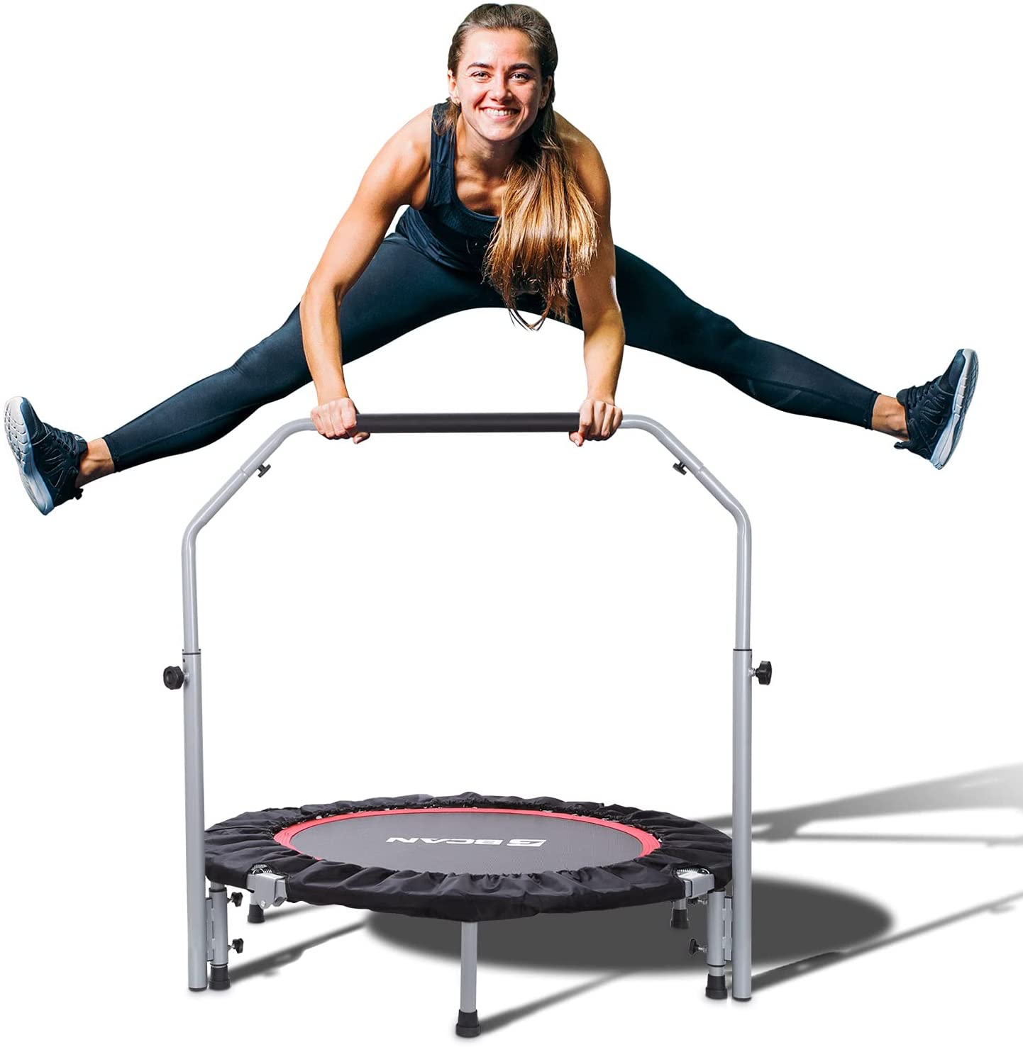 BCAN Trampolín Plegable de 40/48", Mini Trampolín para Ejercicio, Carga Máxima 330 lbs / 440 lbs