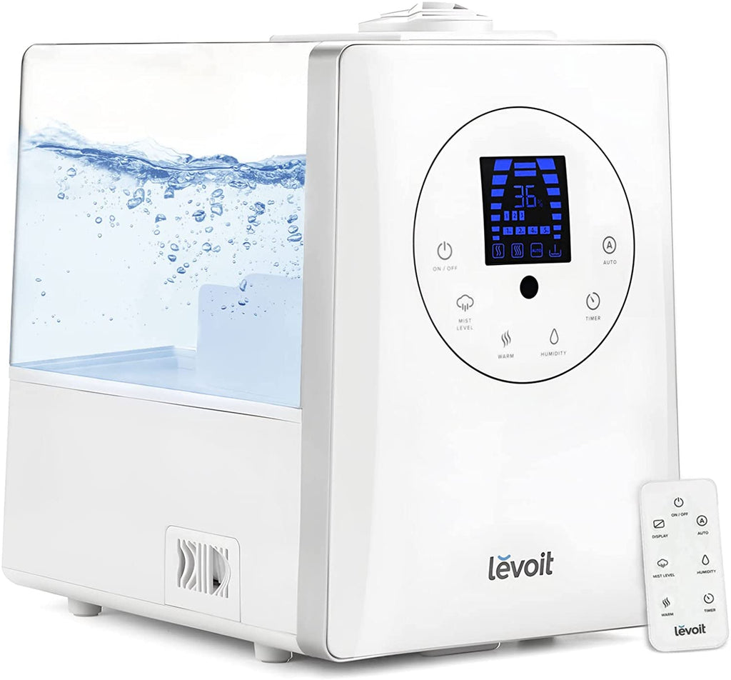 Humidificadores LEVOIT para Dormitorio y Habitaciones Grandes, 6L de Niebla Cálida y Fría para Familias y Plantas, con Sensor de Humedad Integrado