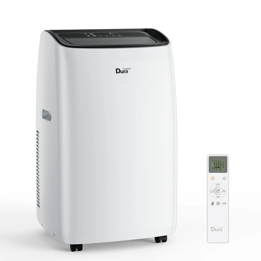 2025 Aire acondicionado portátil DuraComfort – Aire acondicionado, calefacción, deshumidificador y ventilador – 14,000 BTU (ASHRAE) / 10,400 BTU (SACC) – Hasta 450 pies² – Blanco
