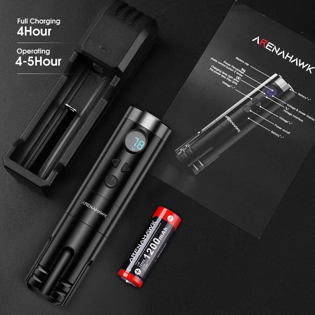 Máquina de Tatuaje Rotativa Inalámbrica Arenahawk A-Power con Recorrido de 4.0 mm