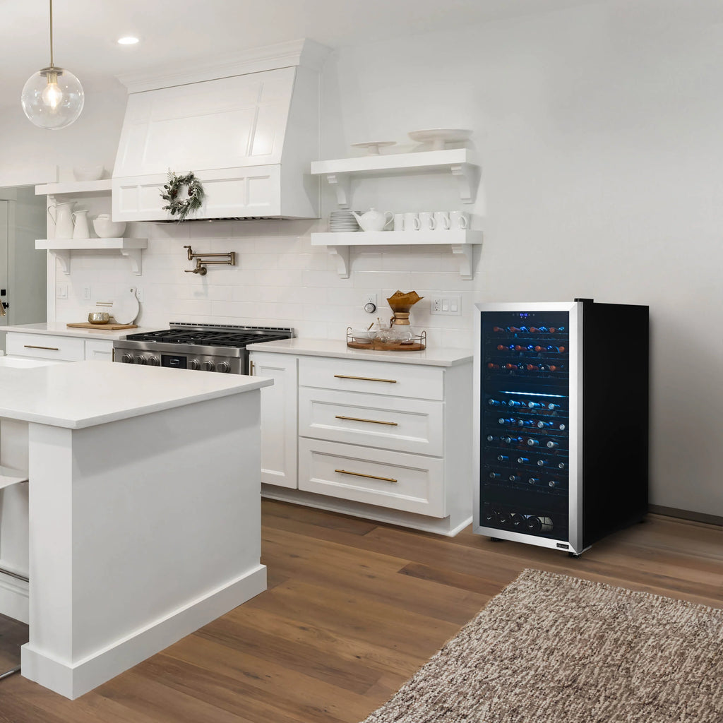 2025 Refrigerador de Vinos Independiente Newair® de Acero Inoxidable – 76 Botellas – 23" con Doble Zona