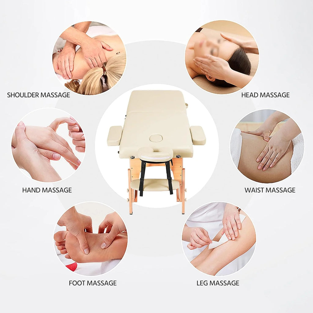Mesa de Masajes Yaheetech – Mesa Plegable Portátil para Tratamientos, Pestañas, Spa – Mesa de Masaje Ajustable en 2 Secciones con Bolsa No Tejida, 24 pulgadas, Negra