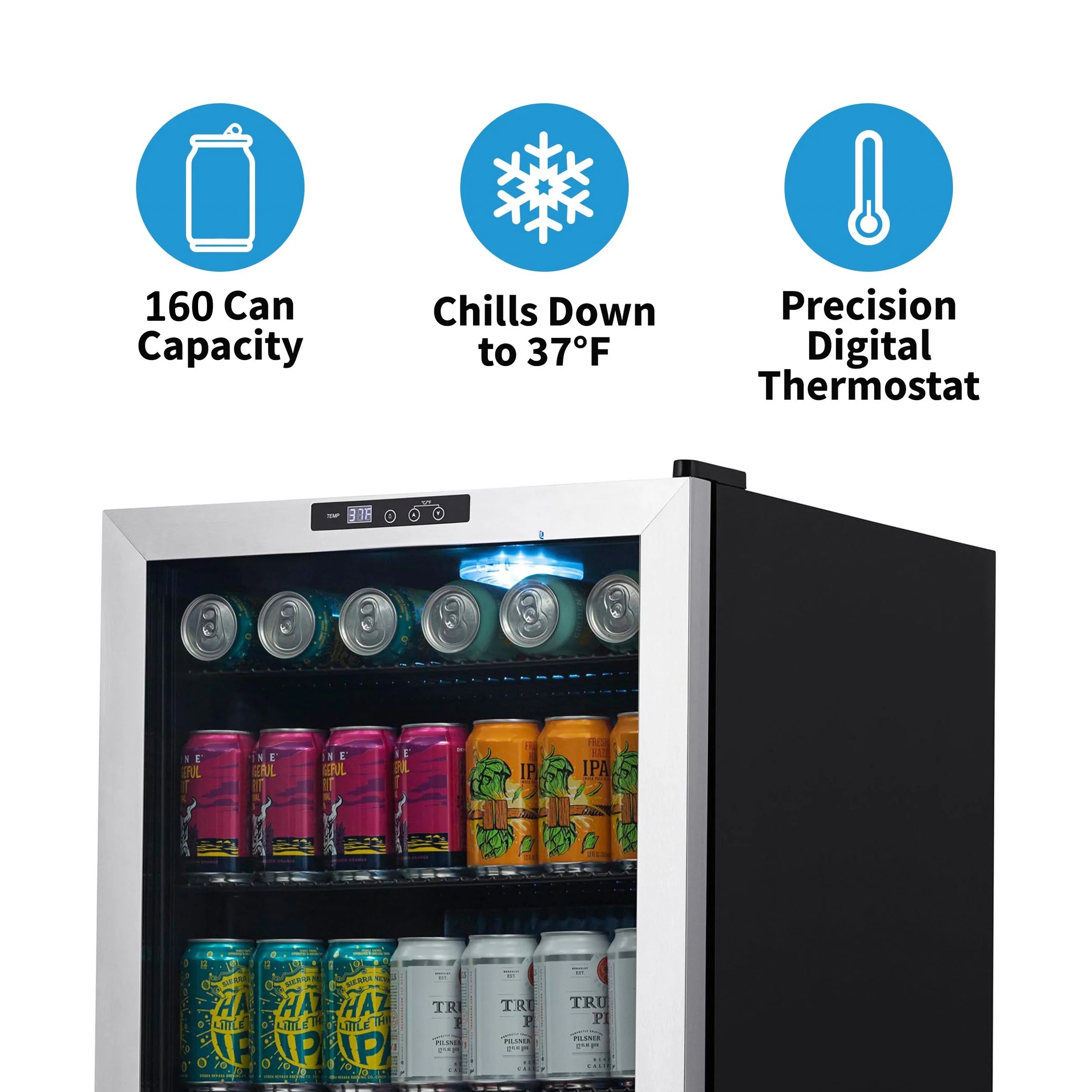 2025 Newair® Refrigerador de Bebidas Independiente en Acero Inoxidable – 160 Latas – 21,3"