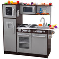 Cocina de Juego KidKraft Uptown Espresso de Madera con 30 Piezas de Alimentos de Juguete
