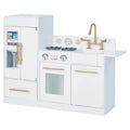 2025 Cocina Moderna para Niños Teamson Little Chef Charlotte con Refrigerador Independiente, Unidad de Cocina Separada y Características Interactivas, Blanca/Dorada