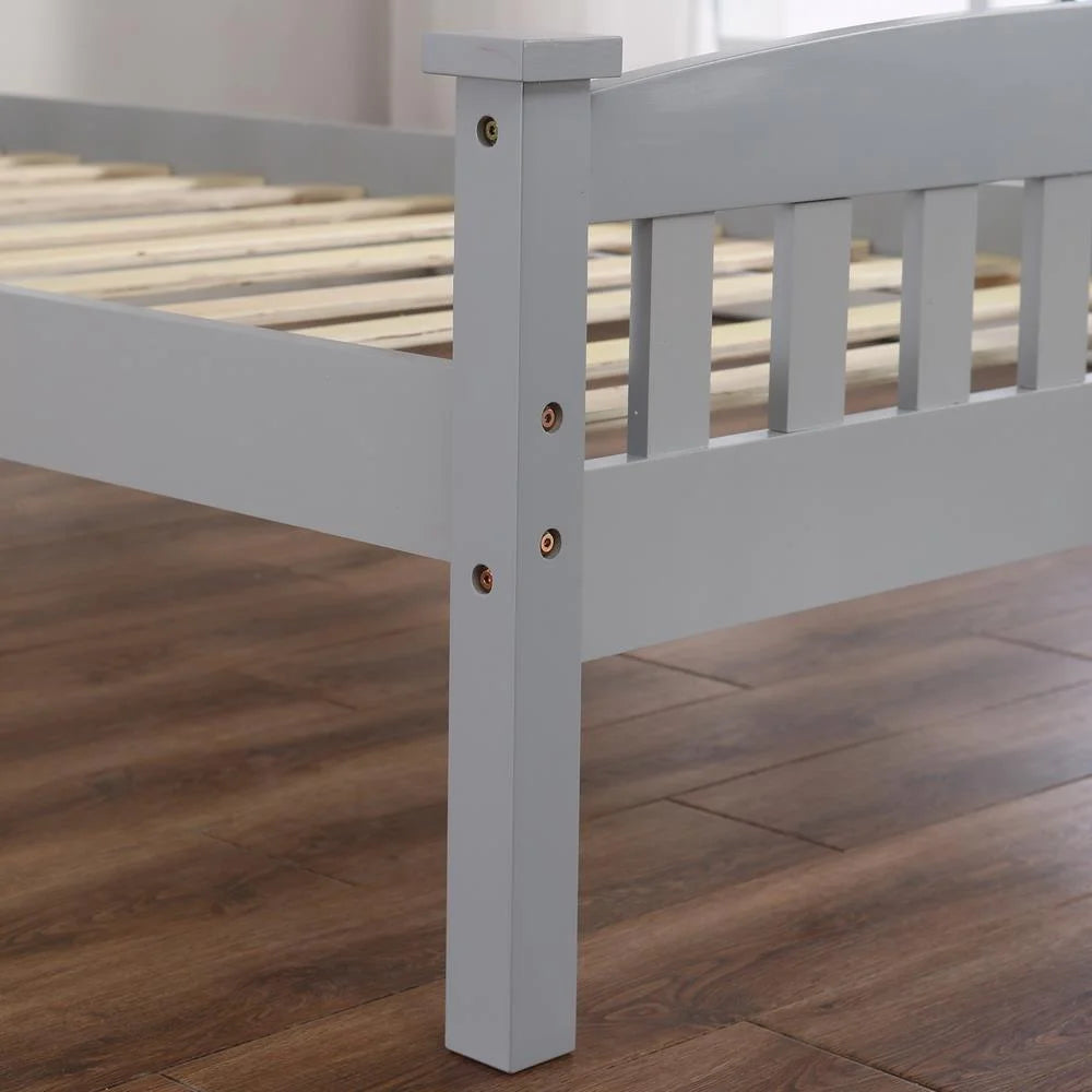 Cama vertical de madera Ktaxon, tamaño individual, con cabecero y pie de cama, color gris