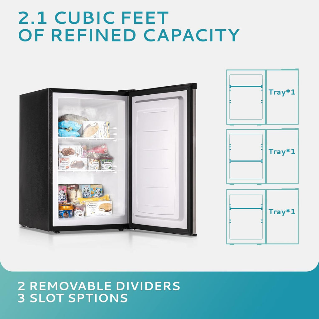 2025 Congelador vertical de 3.0 pies cúbicos, puerta única reversible de acero inoxidable, congelador compacto para casa, residencias universitarias, apartamentos y oficinas (plata)