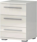 Mesita de noche Piano beige brillante con 3 cajones, 42 cm de ancho