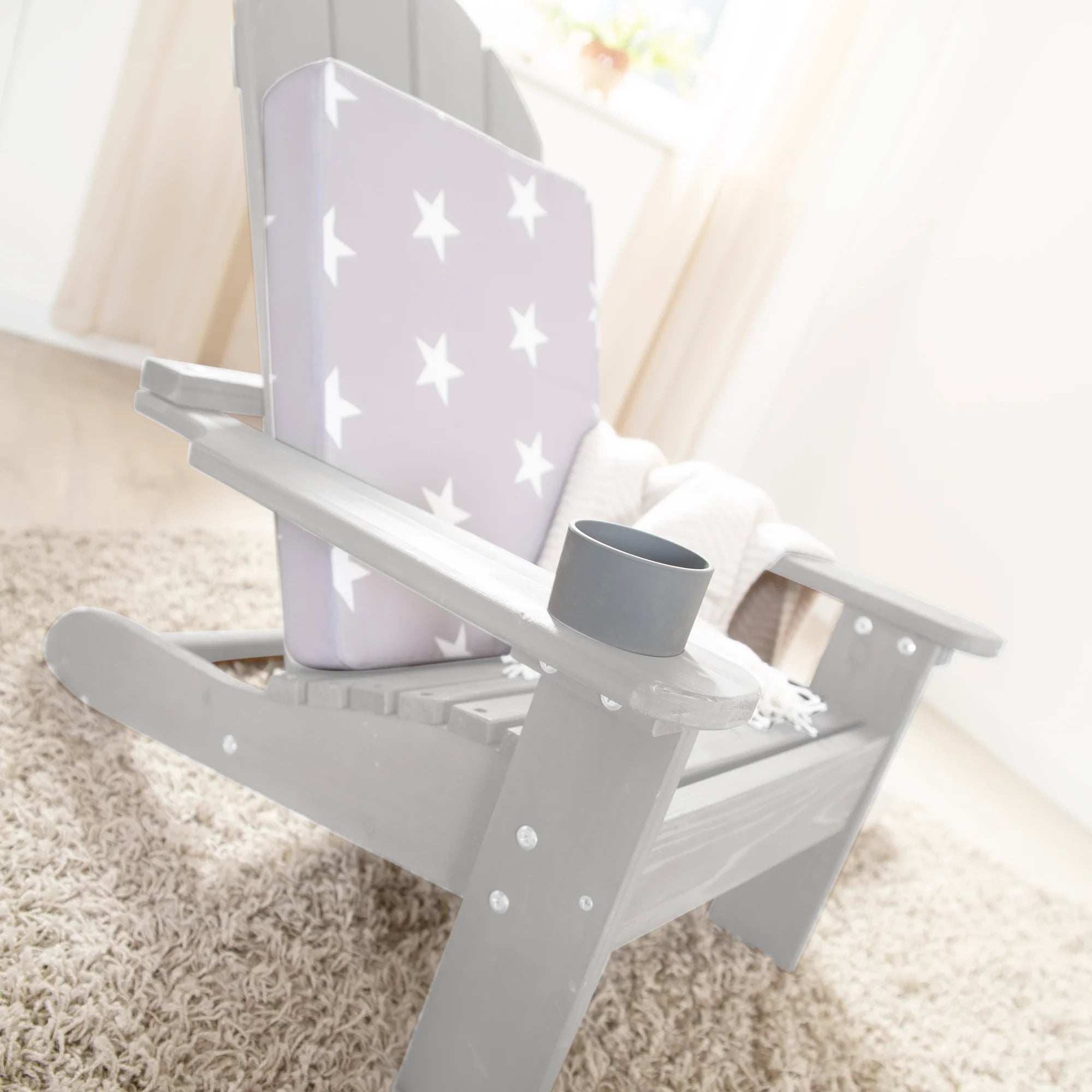 Silla Infantil de Exterior "Tumbona" – Tumbona de Madera Certificada FSC – Acabado en Gris Grabado