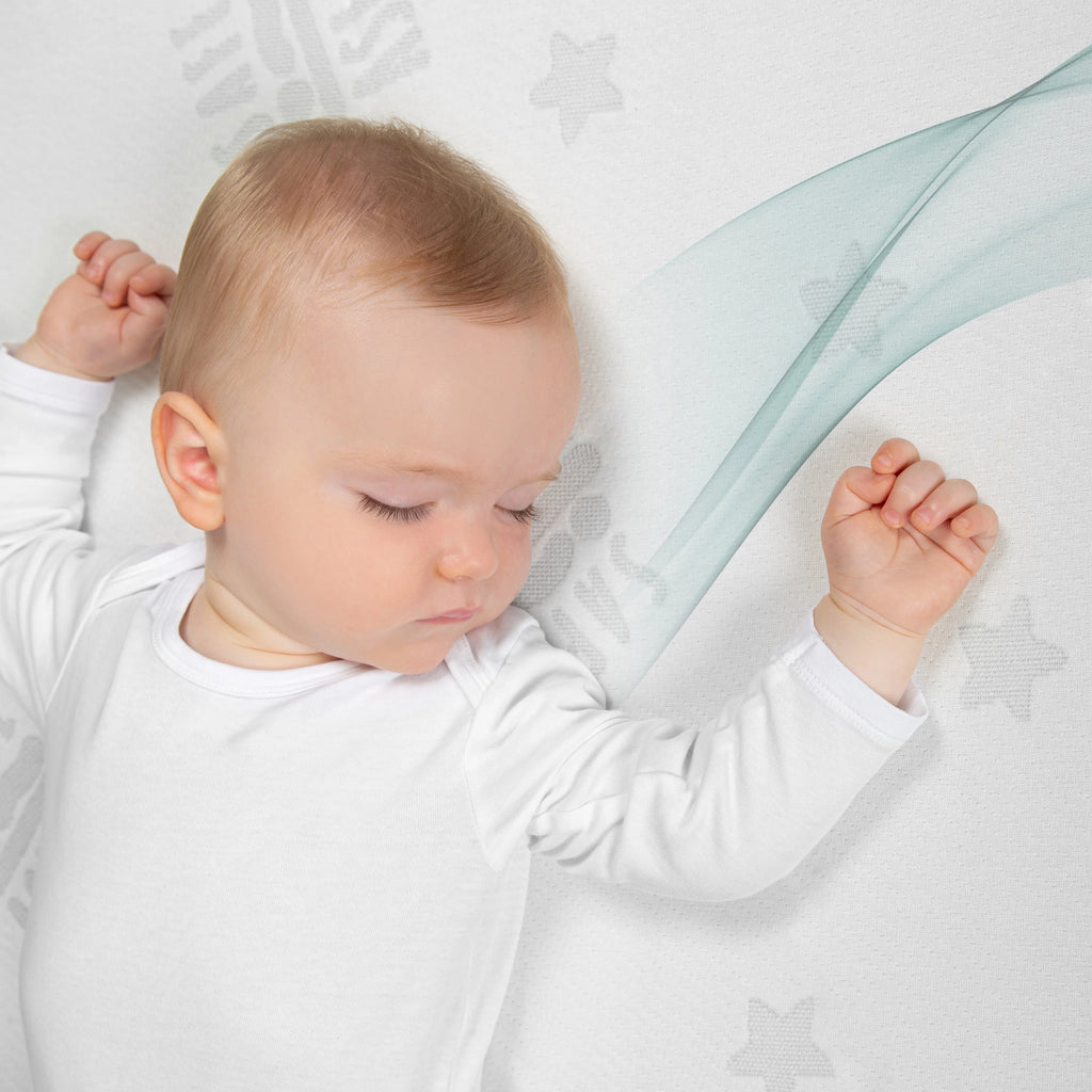 Colchón para bebés y niños COMFORT AIR ROLL safe asleep® con funda de jacquard