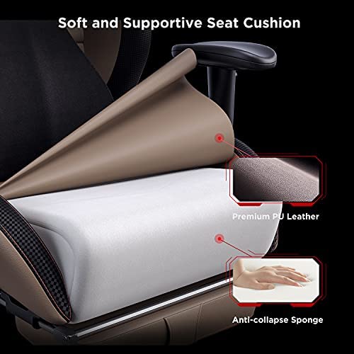 AutoFull Escritorio de Juego y Silla de Oficina con Soporte Lumbar Ergonómico, Estilo Racing, Cuero PU, Silla de Tarea Giratoria Ajustable de Espalda Alta para PC