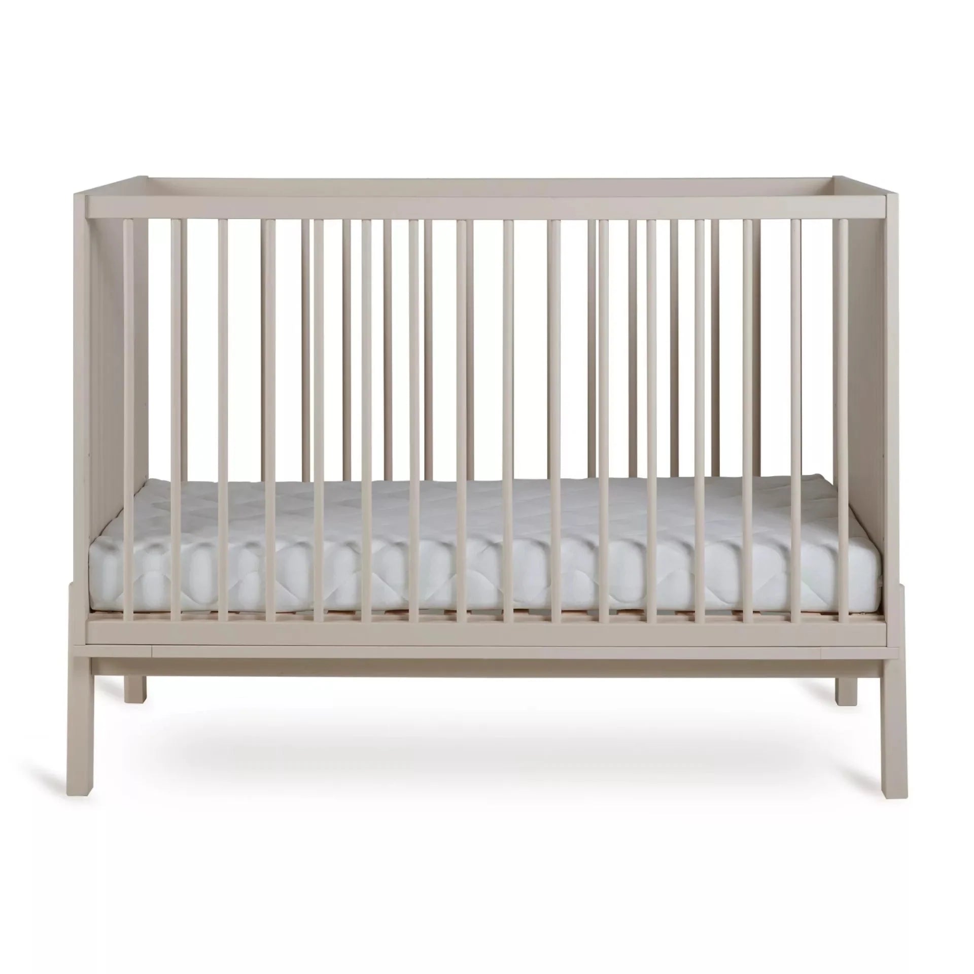 2025 Cuna Quax Ashi – 60x120 cm | Ajustable en 3 alturas | Madera de haya certificada FSC | Color Greige | Con somier de lamas, sin colchón