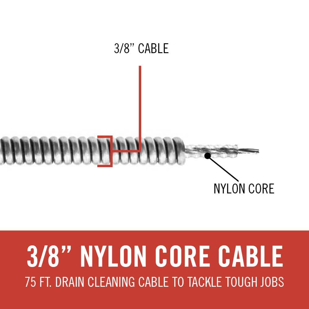 2025 Cable de Reemplazo C-32 IC Inner Core para Máquina de Limpieza de Desagües K-3800 - 3/8" x 75 pies, Catálogo 37847