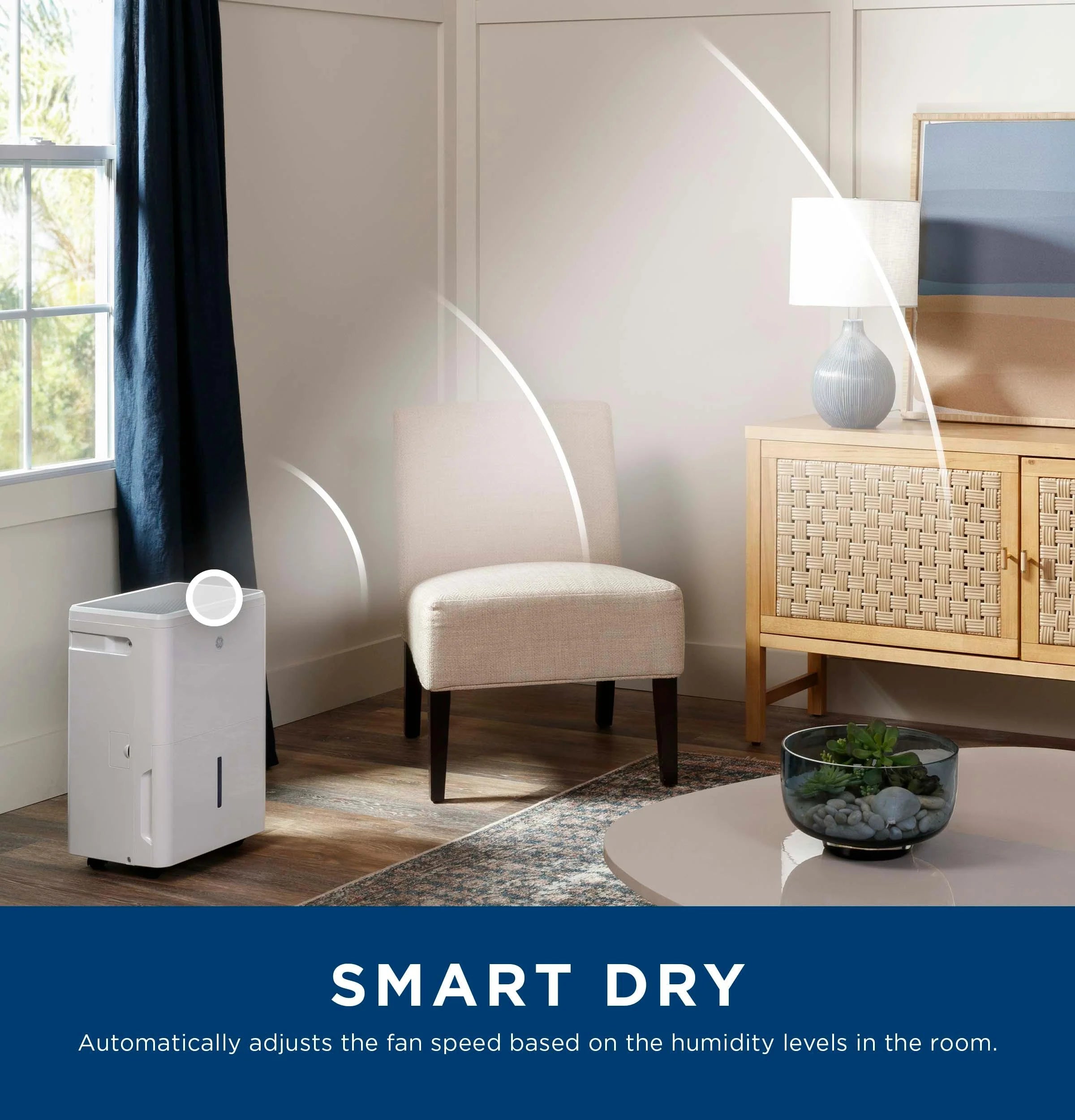 2025 Deshumidificador Portátil GE Energy Star® de 35 Pintas con Función Smart Dry para Espacios Muy Húmedos