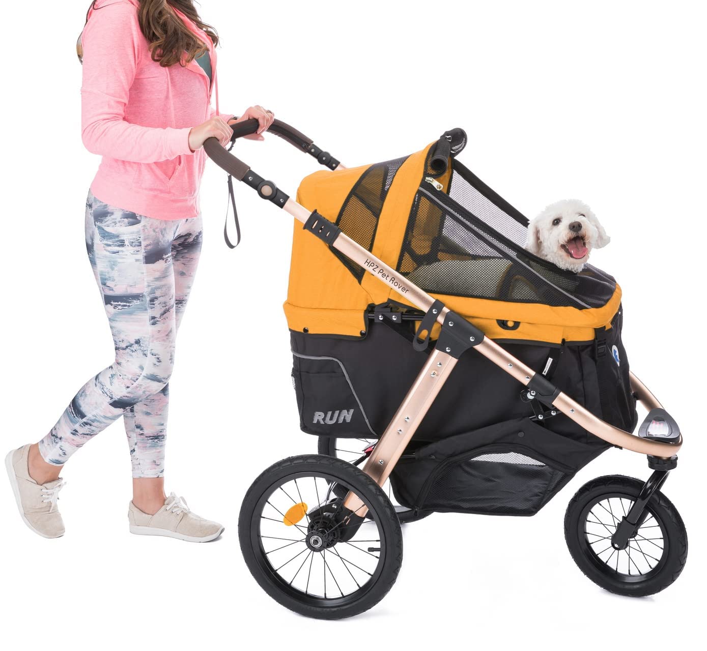 Coche Deportivo para Correr con Ruedas de Goma Confort / Entrada sin Cremallera / Plegado Rápido con Una Mano / Estructura de Aluminio para Perros, Gatos y Mascotas Pequeñas o Medianas (Camuflaje Verde)