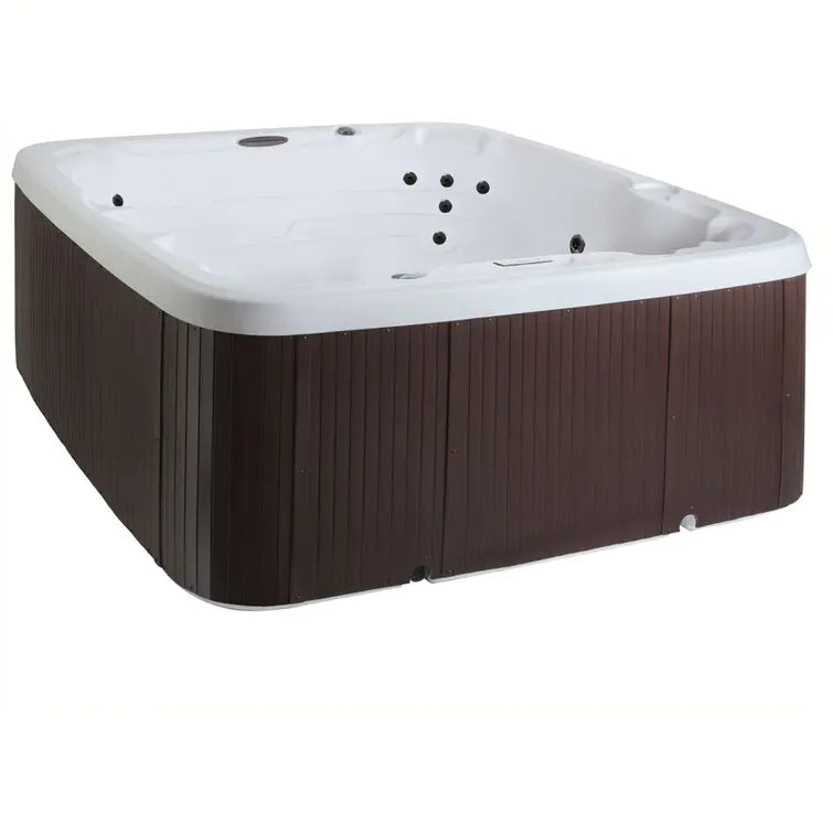 Lifesmart Spas - Spa cuadrado Plug and Play 110 Voltios, 7 personas, 22 chorros con ozonizador – Color Espresso