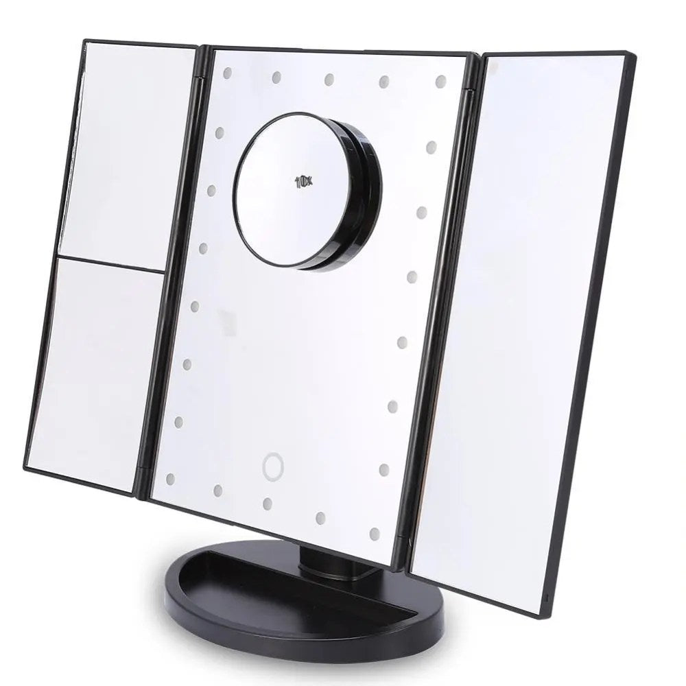 Espejo de Maquillaje Iluminado Espejo de Tocador Inteligente con Luces, 10X de Magnificación, Ajustable, 22 Luces LED