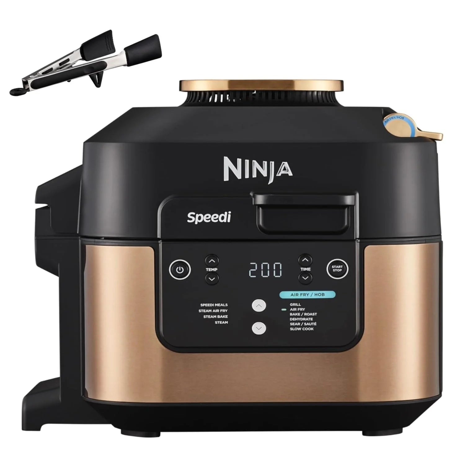 2025 Ninja Speedi Multicuiseur 2025, 5,7 L, Multicuiseur 10 en 1, Freidora de aire, Cocción lenta, Parrilla, Horno, Negro y Cobre ON400EUCP