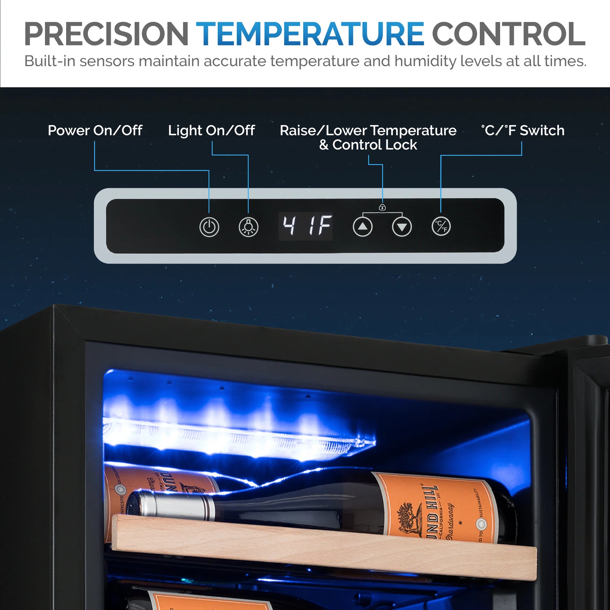 2025 Newair® Refrigerador de Vinos Independiente Negro – 62 Botellas – 16,9"