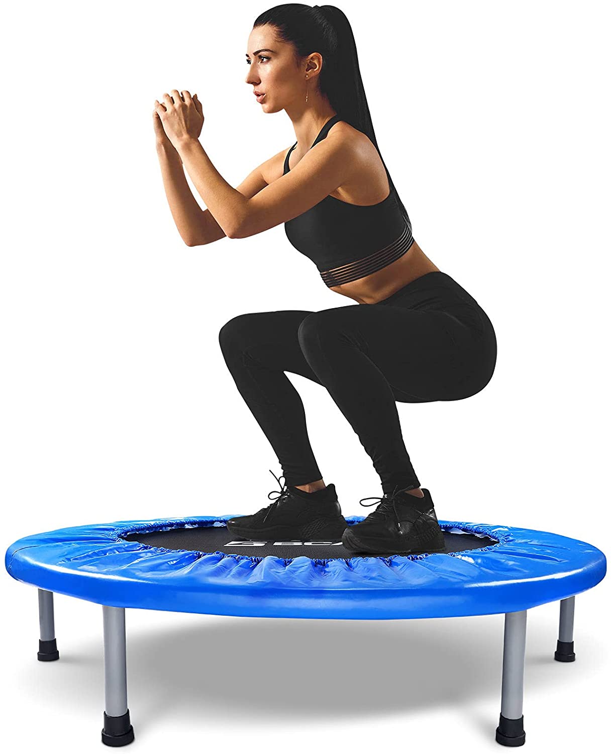 BCAN Trampolín Plegable de 38" para Ejercicio, Carga Máxima 300 lbs