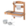 Cocina de juego al aire libre con accesorios – Madera certificada FSC – Acabado en gris grabado