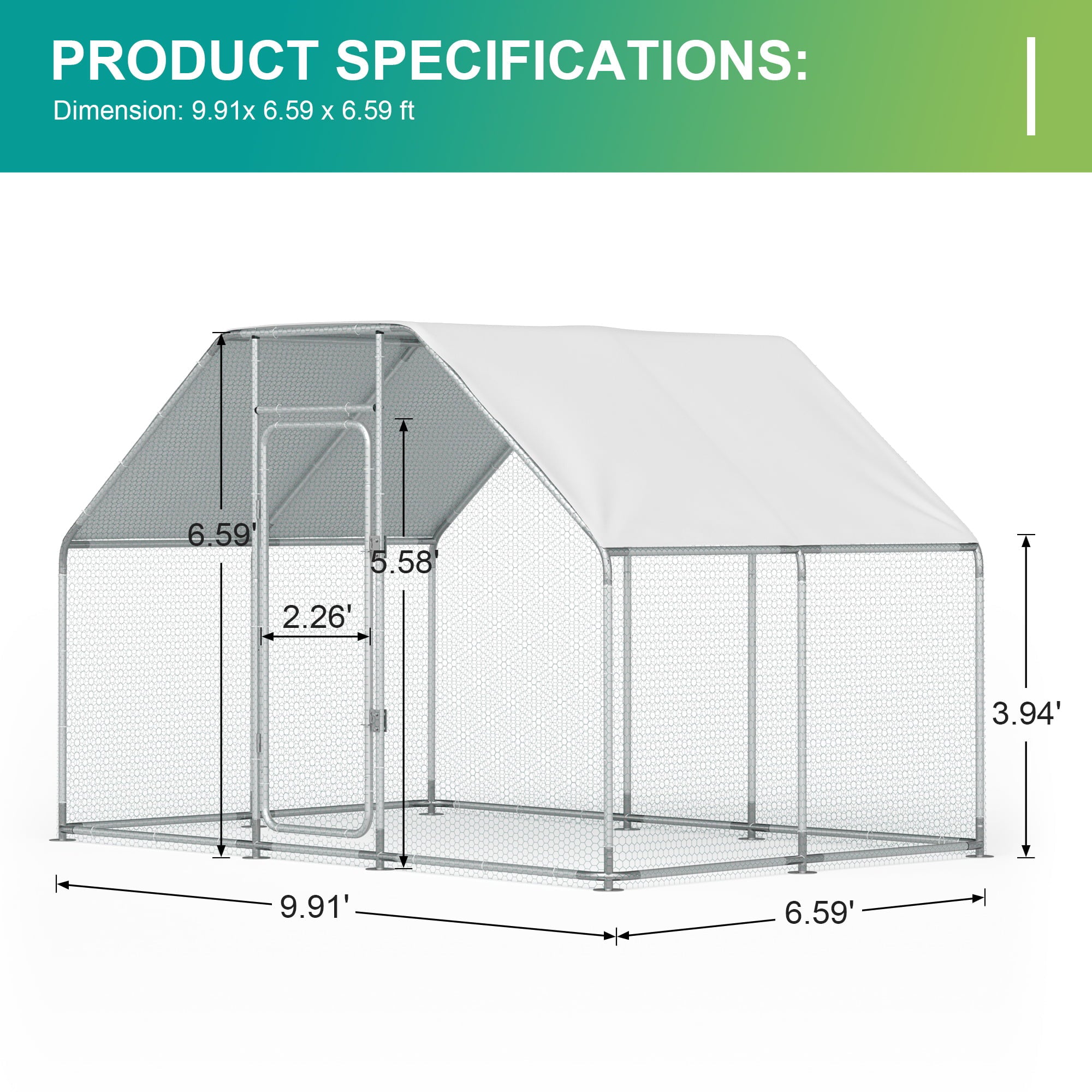 Gran Gallinero de Metal para 16 Pollos, Jaula para Aves con Forma de Espira, Cubierta Impermeable y Anti-Ultravioleta para Uso Exterior en el Patio o Granja